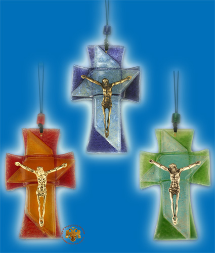 Orthodox Glass Fusing Cross 13cm